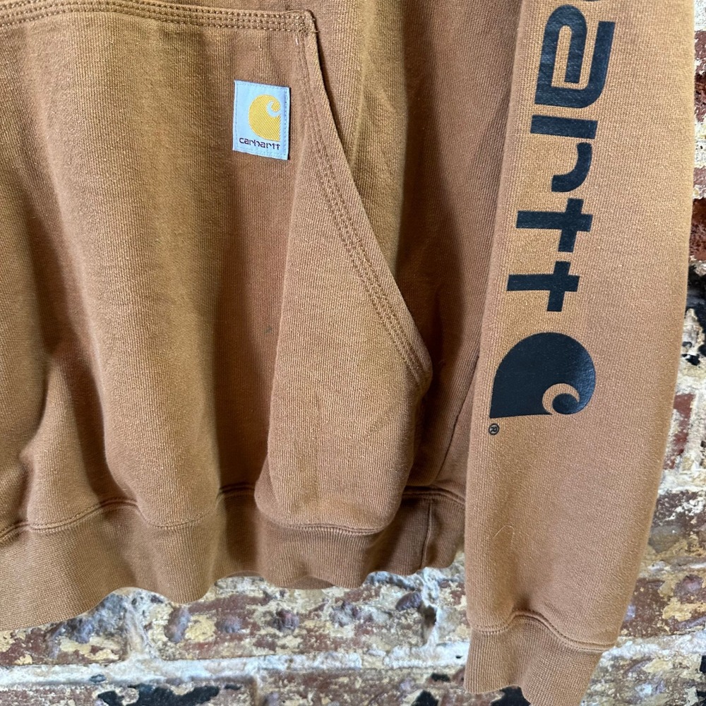Carhartt K288 BRN Midweight Hoodie Brown Sleeve Logo Mens XS - Picture 3 of 12